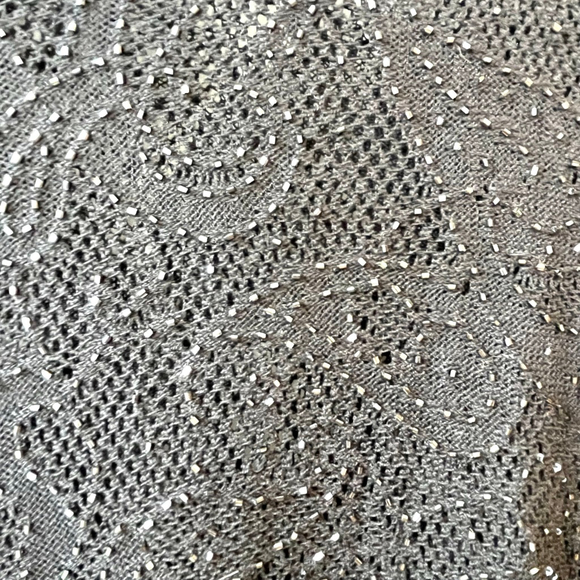 Vintage Dana Buchman Black Beaded Open Knit Top Sheer Sparkle Evening Wear L/XL - Picture 6 of 13